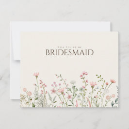 Cartão de Proposta Simples Boho Wildflower Bridesm