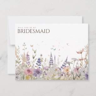 Cartão de Proposta Simples Boho Wildflower Bridesm