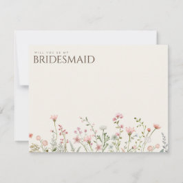 Cartão de Proposta Simples Boho Wildflower Bridesm