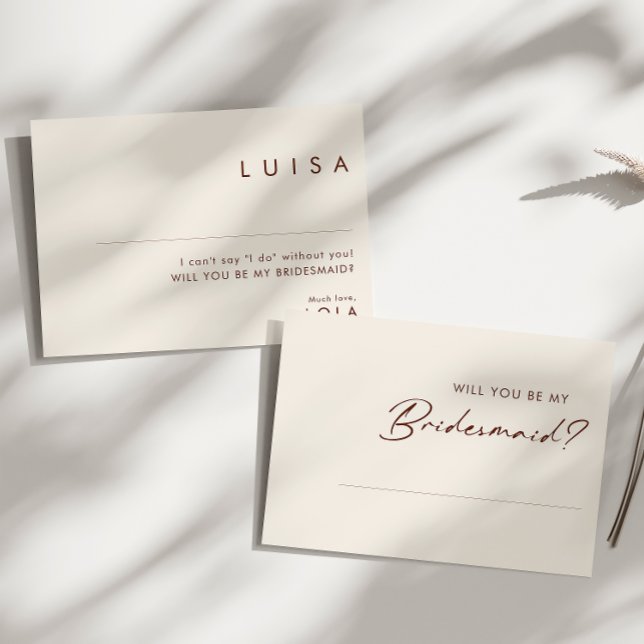 Cartão de Proposta Simples de Bridesmaid Branca do (Criador carregado)