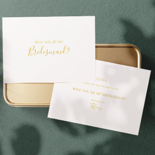 Cartão de Proposta Simples Elegante Dourada Bride