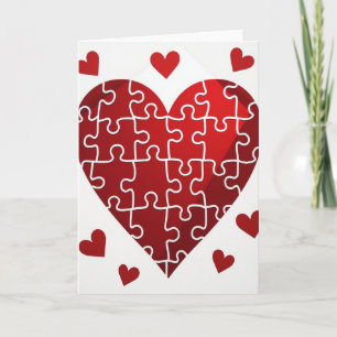 Cartão de Puzzle do Coração Ajuste Perfeito
