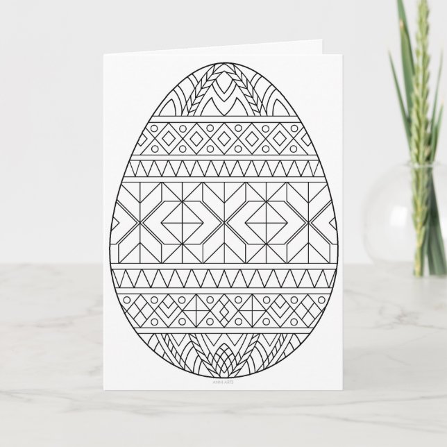 Cartão de Pysanky para Colorir 3 (Frente)