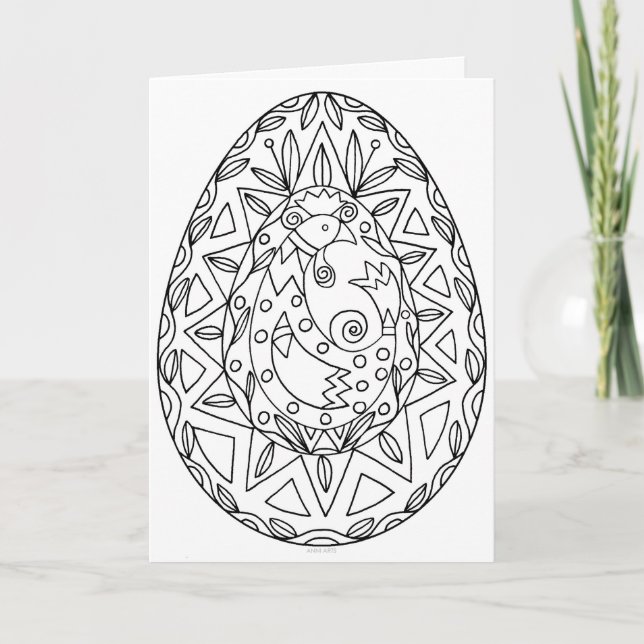 Cartão de Pysanky para Colorir 5 (Frente)