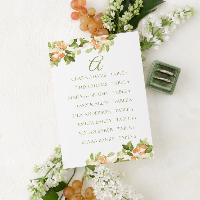 Cartão de Quadro de Assentos de Casamento Laranja  (Criador carregado)