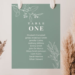 Cartão de Quadro de Assentos de Casamento Verde Sa