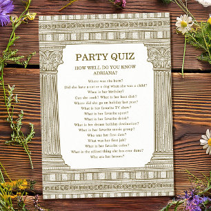 Cartão de Quiz da Festa Toga