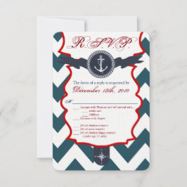 Cartão de R.S.V.P. 3,5x5 Âncora Náutica Bússola Oc