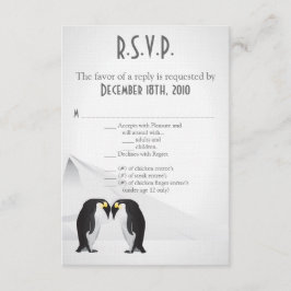 Cartão de R.S.V.P. 3,5x5 Pinguins se Acasalam para
