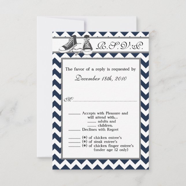 Cartão de R.S.V.P. 3,5x5 Tênis Adolescente Faixa d (Frente)