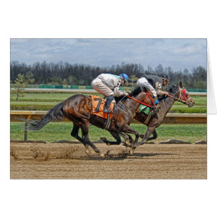 Cartão de raça próxima dos puro-sangue