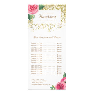 Cartão de Rack de Lista de Preços para Rosas de Co