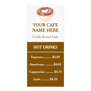 Cartão de Rack de Menu de Café Minimalista com Cód