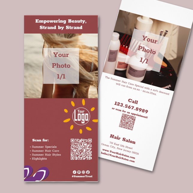 Cartão de Rack de Promoção do Hair Salon Summer Ha (Hair Salon Summer Hair Care Promotion Rack Card)