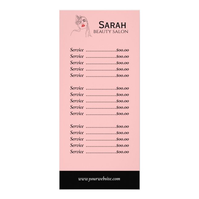 Cartão de rack de salão de beleza (Frente)