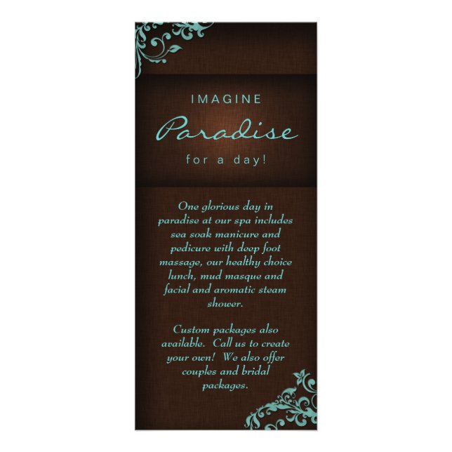 Cartão De Rack Floral Linen Salon Spa Blue Brown (Frente)