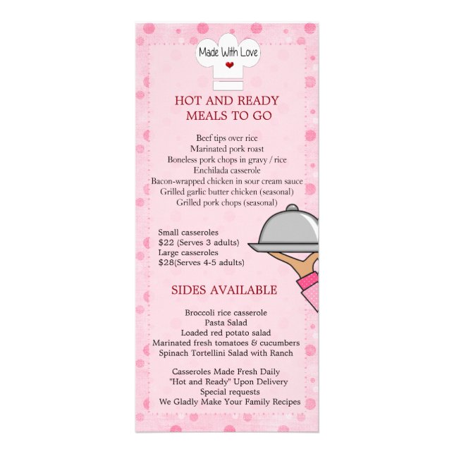 Cartão de Rack para refeições cozidas domésticas (Verso)