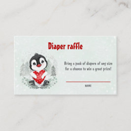 Cartão de Raffle Chá de fraldas Pinguim Winter Boy