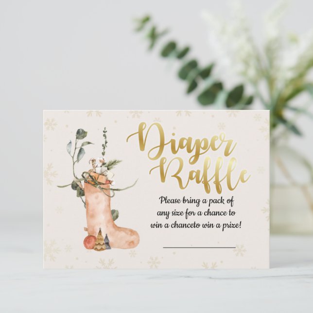 Cartão de Raffle da Fralda de Natal de inverno (Em pé/Frente)