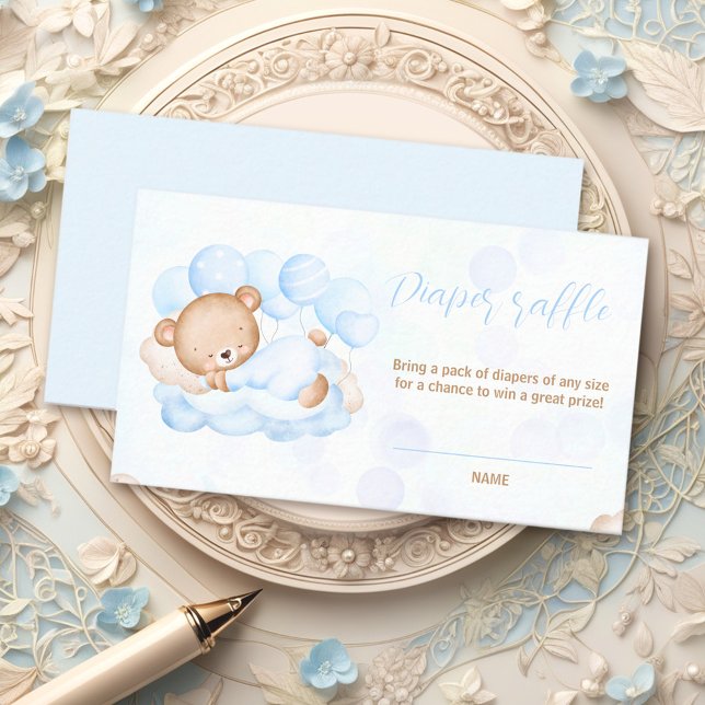 Cartão de Raffle Fralda Chá de Bebê de Espera Rápi (Bearly Wait Baby Boy Shower Diaper Raffle Card)