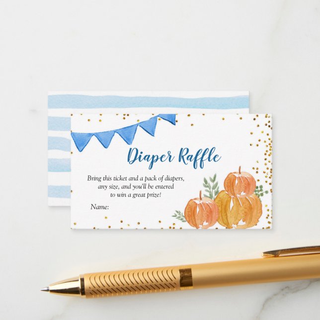 Cartão de Raffle para Fralda Pumpkin Azul (Frente/Verso In Situ)