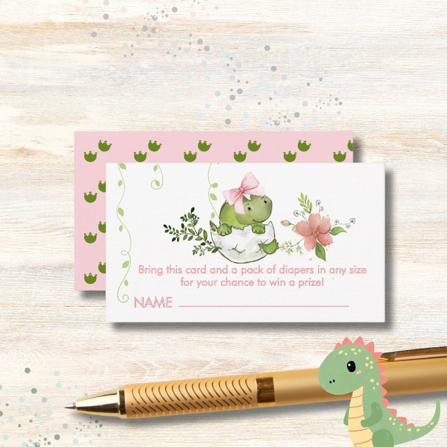 Cartão de Raffle para Fraldas de Chá de fraldas pa (Roar-some Baby Shower Diaper Raffle Card for Girls)