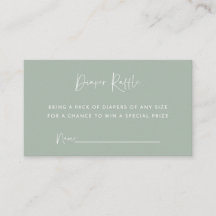 Cartão de Raffle verde de Fralda de Sage minimalis