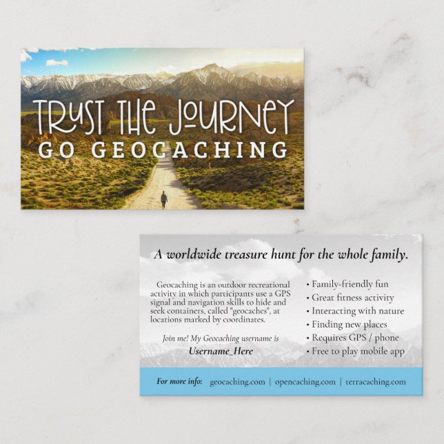 Cartão De Rastreio Geocaching Com Informações Para (Frente/Verso)
