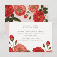 CARTÃO DE RECEÇÃO buquê floral de rosas vermelhas 