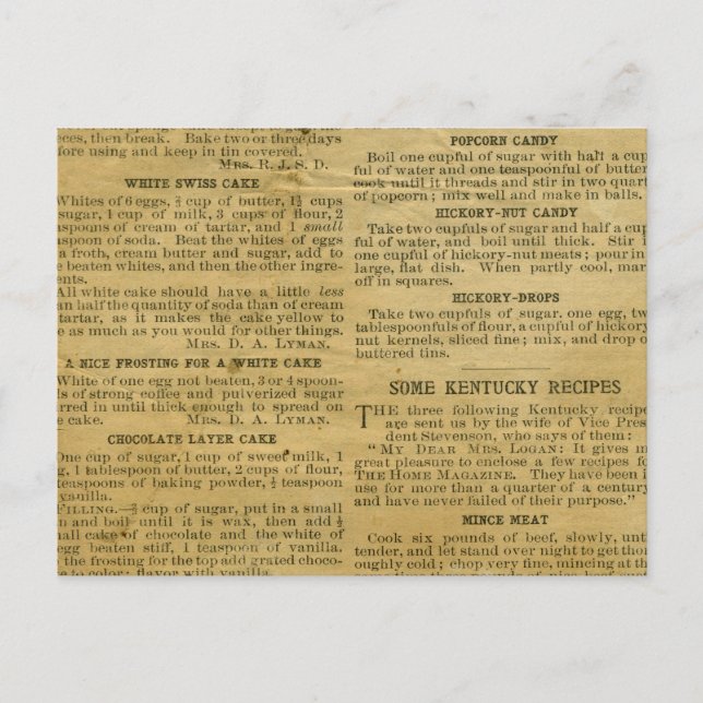 Cartão de Receita Antiquado Kentucky (Frente)