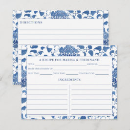 Cartão de Receita com Padrão Elegante Azul e Branc