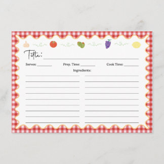 Cartão de Receita da Cozinha Italiana Clássica