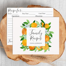 Cartão de Receita da Família de Frutas e Flores La