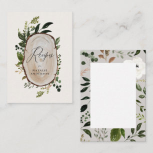 cartão de receita da fatia de madeira rustica