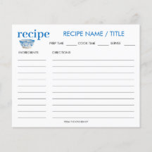 Cartão de Receita da Fruta de Estampagem de Vintag