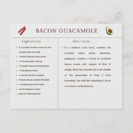 Cartão de Receita de Ação de Graças Bacon Guacamol