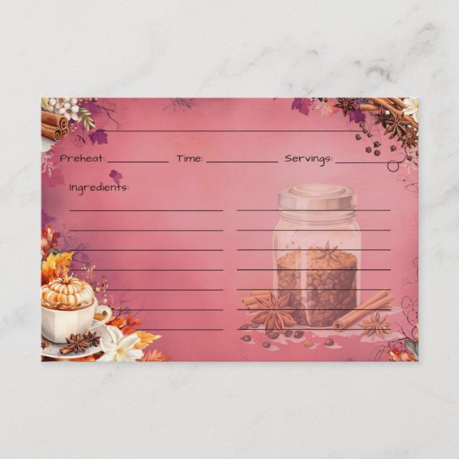 Cartão de Receita de Açúcar e Especiarias (Frente)