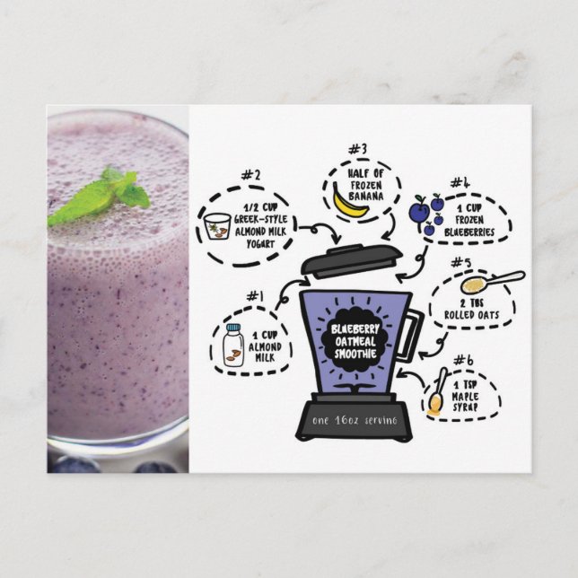 Cartão de Receita de Aveia de Azeberry Smoothie (Frente)