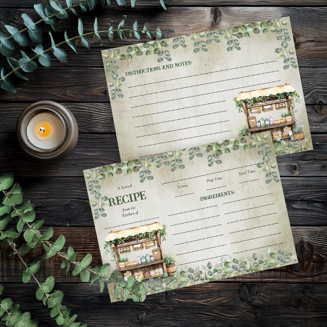 Cartão de Receita de Barraca de Produtos da Feira  (Farmer's Market Farm Stand Recipe Card - Print | Digital Download (Fresh Off the Market Collection))