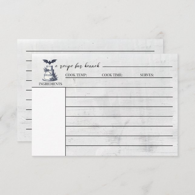 Cartão de Receita de Bat de Bolo (Frente/Verso)