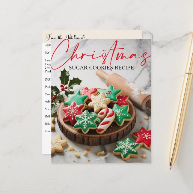 Cartão de Receita de Biscoitos de Açúcar de Natal (Frente/Verso In Situ)