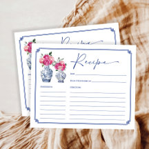 Cartão de Receita de Brida Floral Chinoiserie Porc