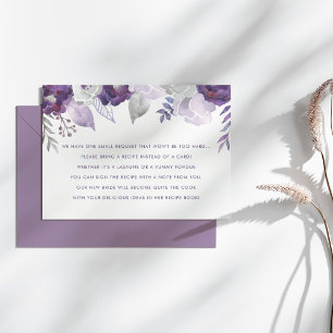 Cartão de Receita de Casamento com Aquarela Roxa e