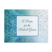 Cartão de Receita de Casamento de Mandala Azul Tur