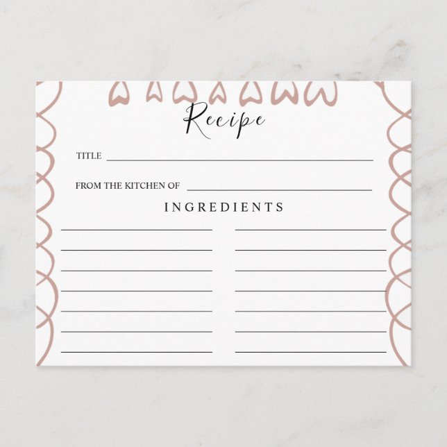 Cartão de Receita de Casamento em Coração (Frente)