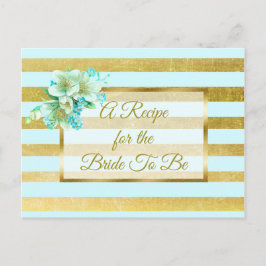 Cartão de Receita de Casamento Floral Azul e Doura