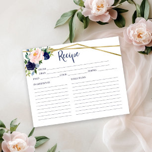 Cartão de Receita de Chá de Noiva com Flores em Az