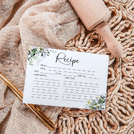 Cartão de Receita de Chá de Noiva com Folhagens