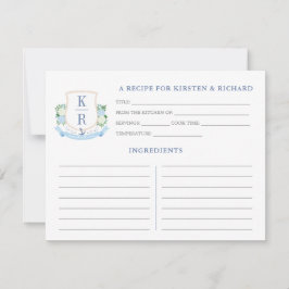 Cartão de Receita de Chá de Noiva com Monograma Co