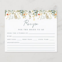 Cartão de Receita de Chá de Noiva de Flor Silvestr